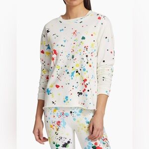 SPLITS59 Rue French Terry Splatter Paint Crew Sweatshirt & Shorts Set, Sz Small